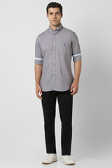 Men's Grey Casual Slim Fit Solid Full Sleeves Shirt