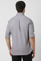 Men's Grey Casual Slim Fit Solid Full Sleeves Shirt