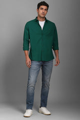 Men's Teal Casual Solid Slim Fit Full Sleeves Shirt