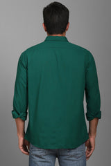 Men's Teal Casual Solid Slim Fit Full Sleeves Shirt