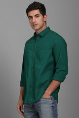 Men's Teal Casual Solid Slim Fit Full Sleeves Shirt