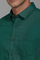 Men's Teal Casual Solid Slim Fit Full Sleeves Shirt