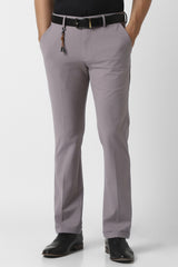 Men's Grey Formal Solid Regular Fit Trouser