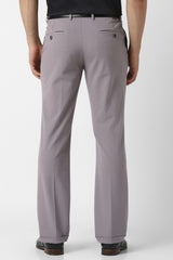 Men's Grey Formal Solid Regular Fit Trouser