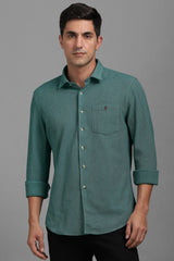 Men's Green Casual Solid Slim Fit Full Sleeves Shirt