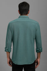 Men's Green Casual Solid Slim Fit Full Sleeves Shirt