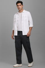 Men's Black Casual Solid Baggy Trouser