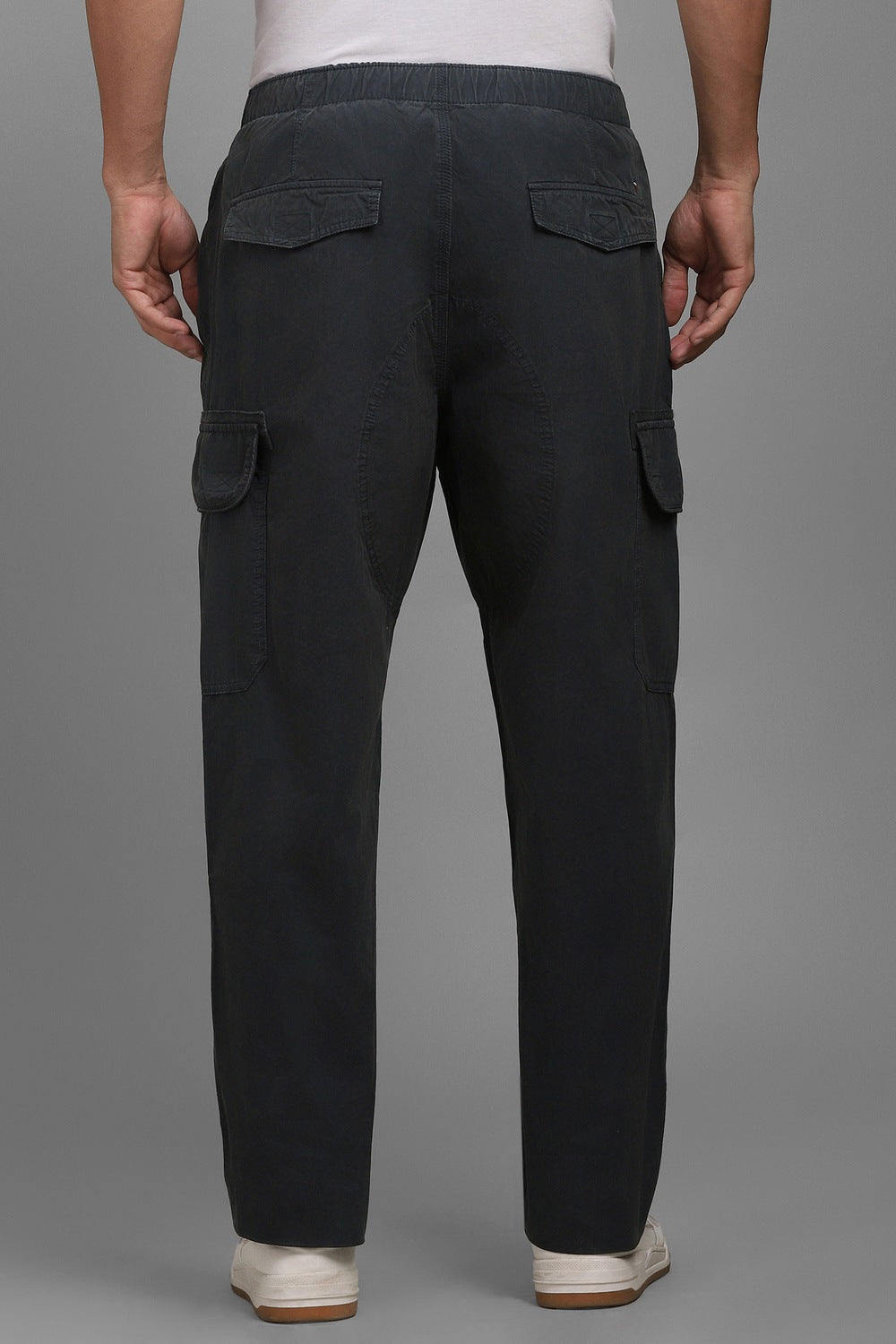Men's Black Casual Solid Baggy Trouser