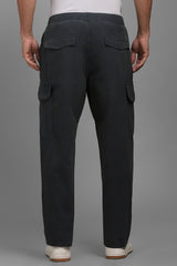 Men's Black Casual Solid Baggy Trouser