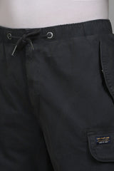 Men's Black Casual Solid Baggy Trouser