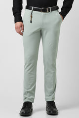 Men's Green Formal Solid Regular Fit Trouser