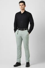 Men's Green Formal Solid Regular Fit Trouser