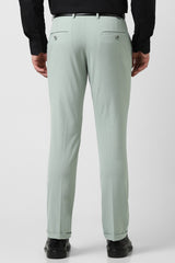 Men's Green Formal Solid Regular Fit Trouser
