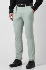 Men's Green Formal Solid Regular Fit Trouser