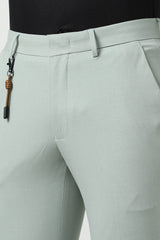 Men's Green Formal Solid Regular Fit Trouser