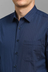 Men's Navy Blue Formal Full Sleeves Shirt