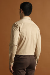 Men's Brown Work Slim Fit Printed Full Sleeves Shirt