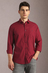 Men's Red Casual Solid Slim Fit Full Sleeves Shirt