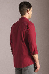 Men's Red Casual Solid Slim Fit Full Sleeves Shirt
