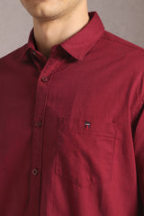 Men's Red Casual Solid Slim Fit Full Sleeves Shirt