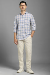 Men's Blue Casual Checked Slim Fit Full Sleeves Shirt