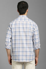 Men's Blue Casual Checked Slim Fit Full Sleeves Shirt