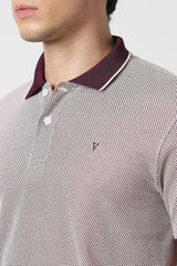 Men's Purple Casual Regular Fit Solid Half Sleeves Polo Tshirt