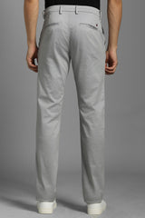 Men's Grey Casual Solid Slim Fit Trouser