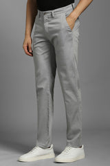 Men's Grey Casual Solid Slim Fit Trouser