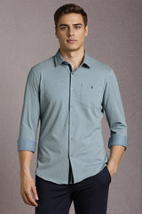 Men's Blue Casual Solid Slim Fit Full Sleeves Shirt