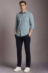 Men's Blue Casual Solid Slim Fit Full Sleeves Shirt