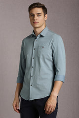 Men's Blue Casual Solid Slim Fit Full Sleeves Shirt