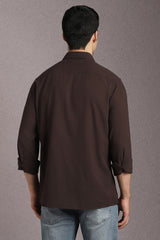 Men's Brown Casual Solid Slim Fit Full Sleeves Shirt