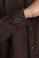 Men's Brown Casual Solid Slim Fit Full Sleeves Shirt