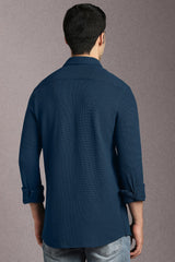 Men's Blue Casual Solid Slim Fit Full Sleeves Shirt