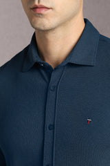Men's Blue Casual Solid Slim Fit Full Sleeves Shirt