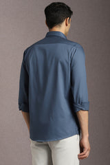 Men's Blue Casual Solid Slim Fit Full Sleeves Shirt