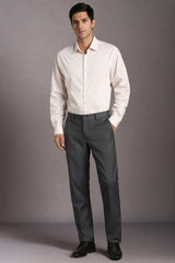 Men's Grey Formal Solid Slim Fit Trouser