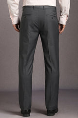 Men's Grey Formal Solid Slim Fit Trouser