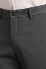 Men's Grey Formal Solid Slim Fit Trouser