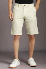 Men's Beige Slim Fit Casual Mid Rise Shorts