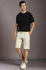 Men's Beige Slim Fit Casual Mid Rise Shorts