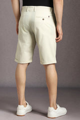 Men's Beige Slim Fit Casual Mid Rise Shorts