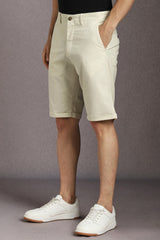Men's Beige Slim Fit Casual Mid Rise Shorts