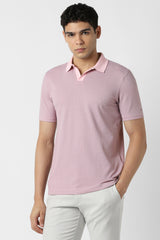 Men's Purple Casual Regular Fit Solid Half Sleeves Polo Tshirt