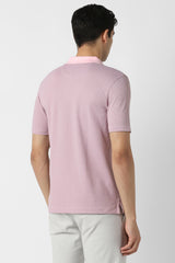 Men's Purple Casual Regular Fit Solid Half Sleeves Polo Tshirt