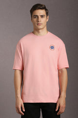 Men's Pink Casual Printed Oversized Half Sleeves Tshirt