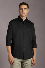 Men's Black Casual Solid Slim Fit Full Sleeves Shirt