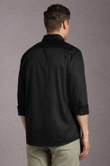 Men's Black Casual Solid Slim Fit Full Sleeves Shirt