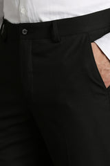 Men's Black Formal Solid Slim Fit Trouser